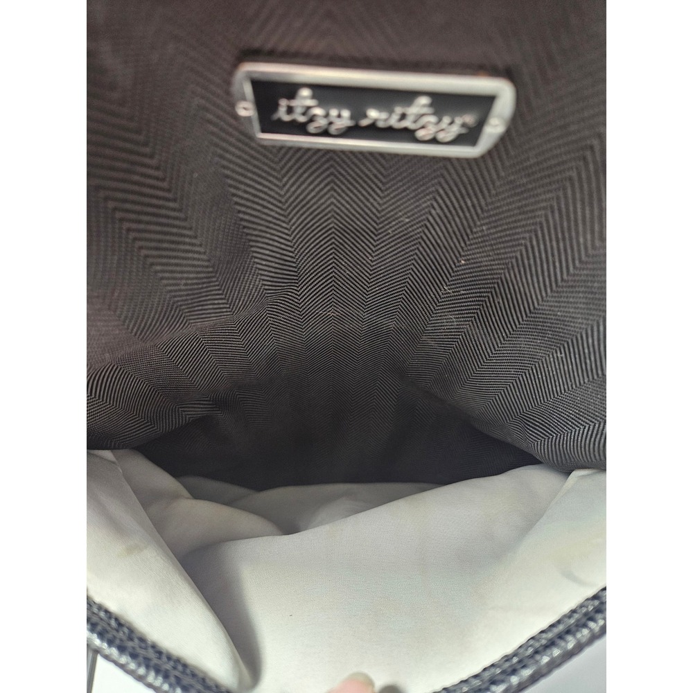 Itzy Ritzy Boss Backpack Diaper Bag Black Herringbone Vegan Leather Tassel - Picture 11 of 12